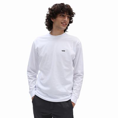 Vans Left Chest Hit Long Sleeve Tricko Panske Biele | ZB6095473